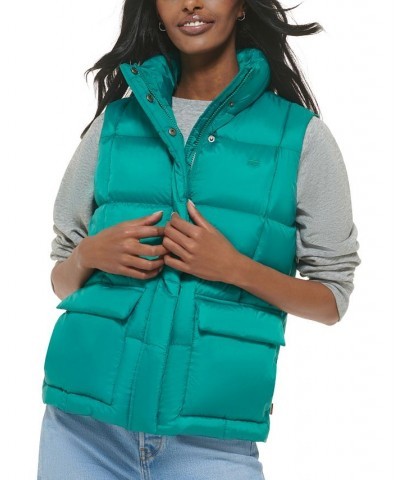 Women's Box-Quilted Puffer Vest Green $24.60 Jackets