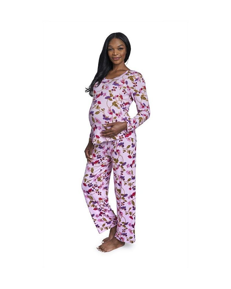 Women's Laina Top & Pants Maternity/Nursing Pajama Set Lavender Rose $32.80 Sleepwear