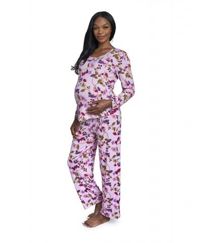 Women's Laina Top & Pants Maternity/Nursing Pajama Set Lavender Rose $32.80 Sleepwear