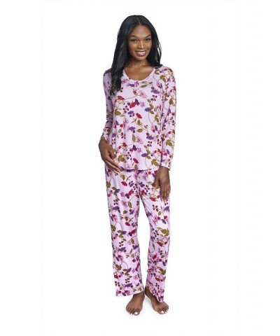 Women's Laina Top & Pants Maternity/Nursing Pajama Set Lavender Rose $32.80 Sleepwear