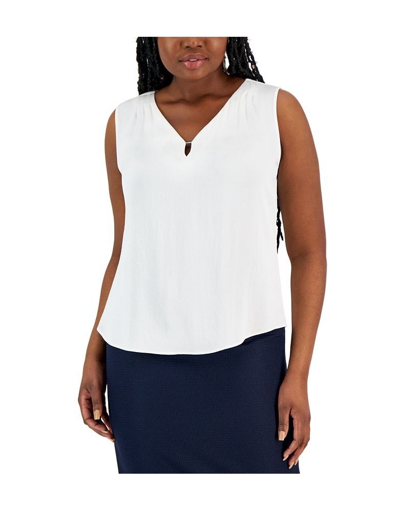 Women's Sleeveless Keyhole V-Neck Camisole Lily White $34.50 Tops