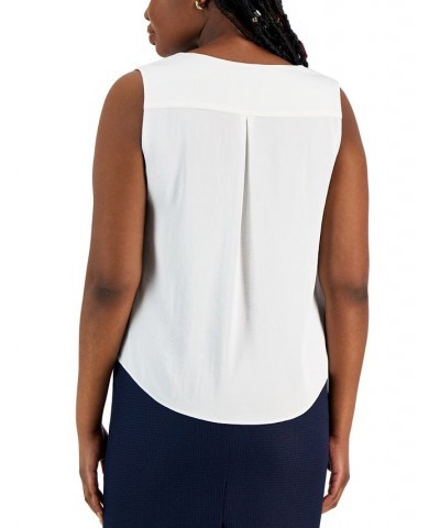 Women's Sleeveless Keyhole V-Neck Camisole Lily White $34.50 Tops