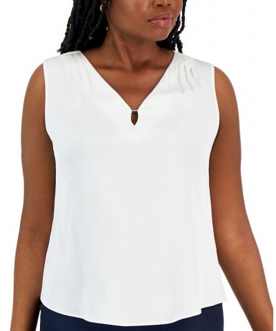 Women's Sleeveless Keyhole V-Neck Camisole Lily White $34.50 Tops