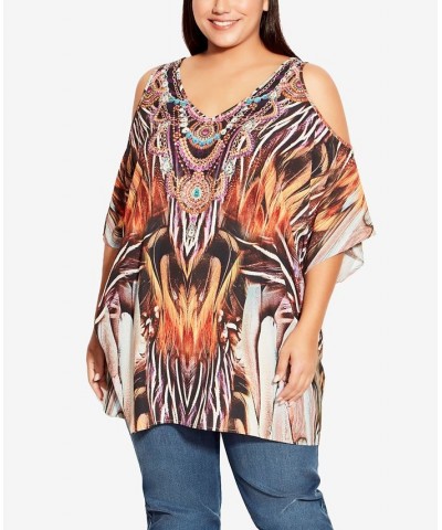 Plus Size Ibiza Kaftan Top Exotic Feather $29.60 Tops