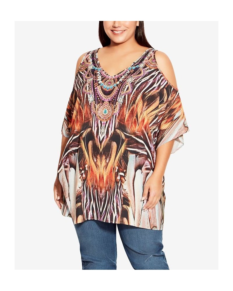 Plus Size Ibiza Kaftan Top Exotic Feather $29.60 Tops