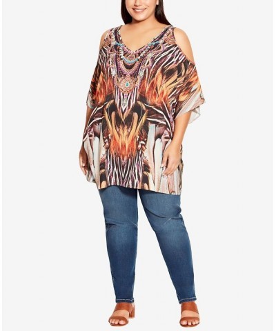 Plus Size Ibiza Kaftan Top Exotic Feather $29.60 Tops