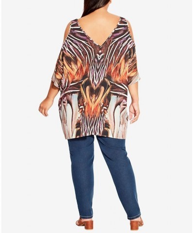 Plus Size Ibiza Kaftan Top Exotic Feather $29.60 Tops