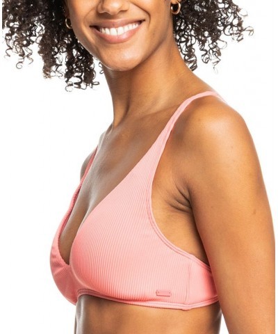 Juniors' Ribbed Love The Oceana V-Neck Bikini Top & Ribbed Bikini Bottoms Tea Rose $26.68 Swimsuits