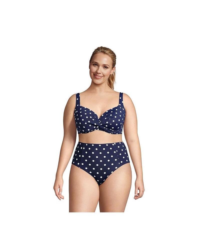 Women's Plus Size Twist Front Underwire Bikini Swimsuit Top Adjustable Straps Navy/white jacobean mix $42.09 Swimsuits