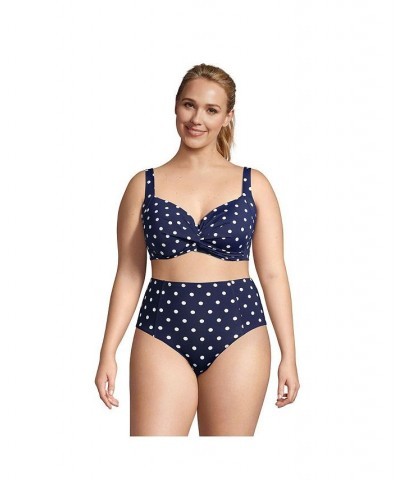 Women's Plus Size Twist Front Underwire Bikini Swimsuit Top Adjustable Straps Navy/white jacobean mix $42.09 Swimsuits