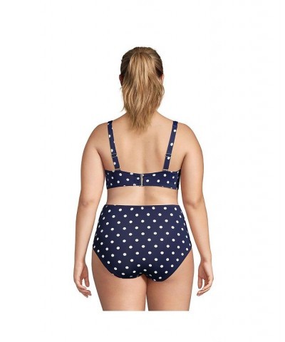 Women's Plus Size Twist Front Underwire Bikini Swimsuit Top Adjustable Straps Navy/white jacobean mix $42.09 Swimsuits