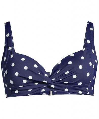 Women's Plus Size Twist Front Underwire Bikini Swimsuit Top Adjustable Straps Navy/white jacobean mix $42.09 Swimsuits