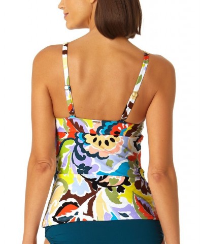 Women's Printed Twist-Front Underwire Tankini Top Paisley Multi Print $47.84 Swimsuits