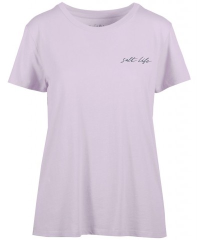 Women's Turtle Leaf Cotton Short-Sleeve T-Shirt Purple $19.38 Tops