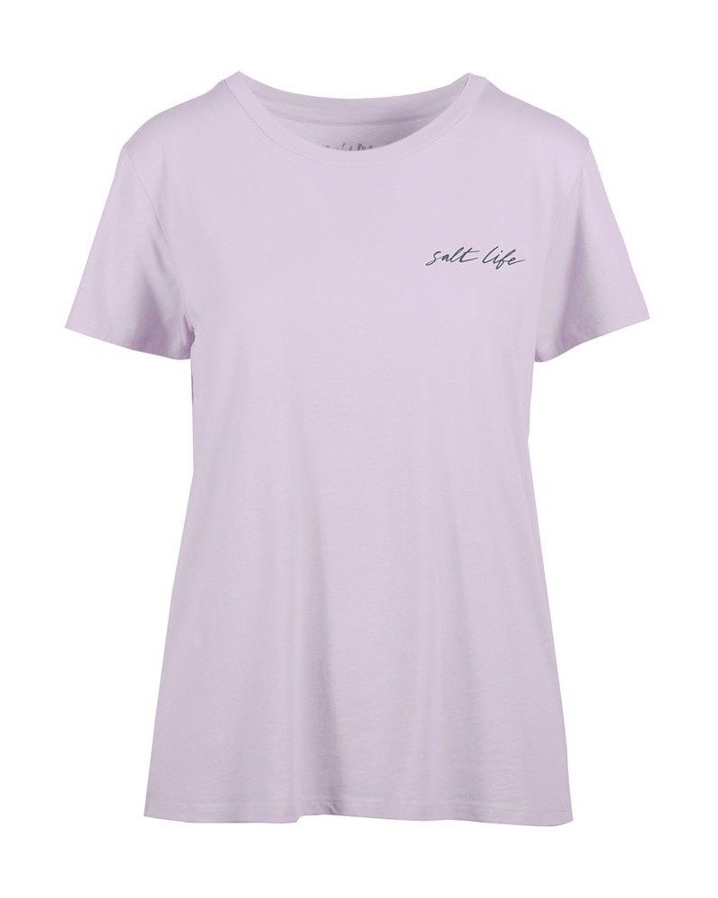 Women's Turtle Leaf Cotton Short-Sleeve T-Shirt Purple $19.38 Tops