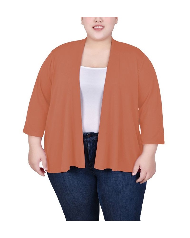 Plus Size Draped Open-Front Cardigan Carnelian $11.32 Sweaters