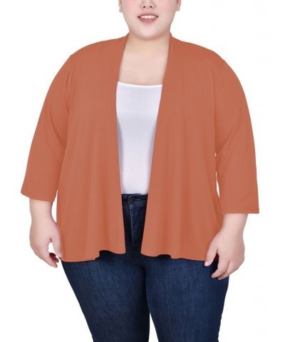 Plus Size Draped Open-Front Cardigan Carnelian $11.32 Sweaters