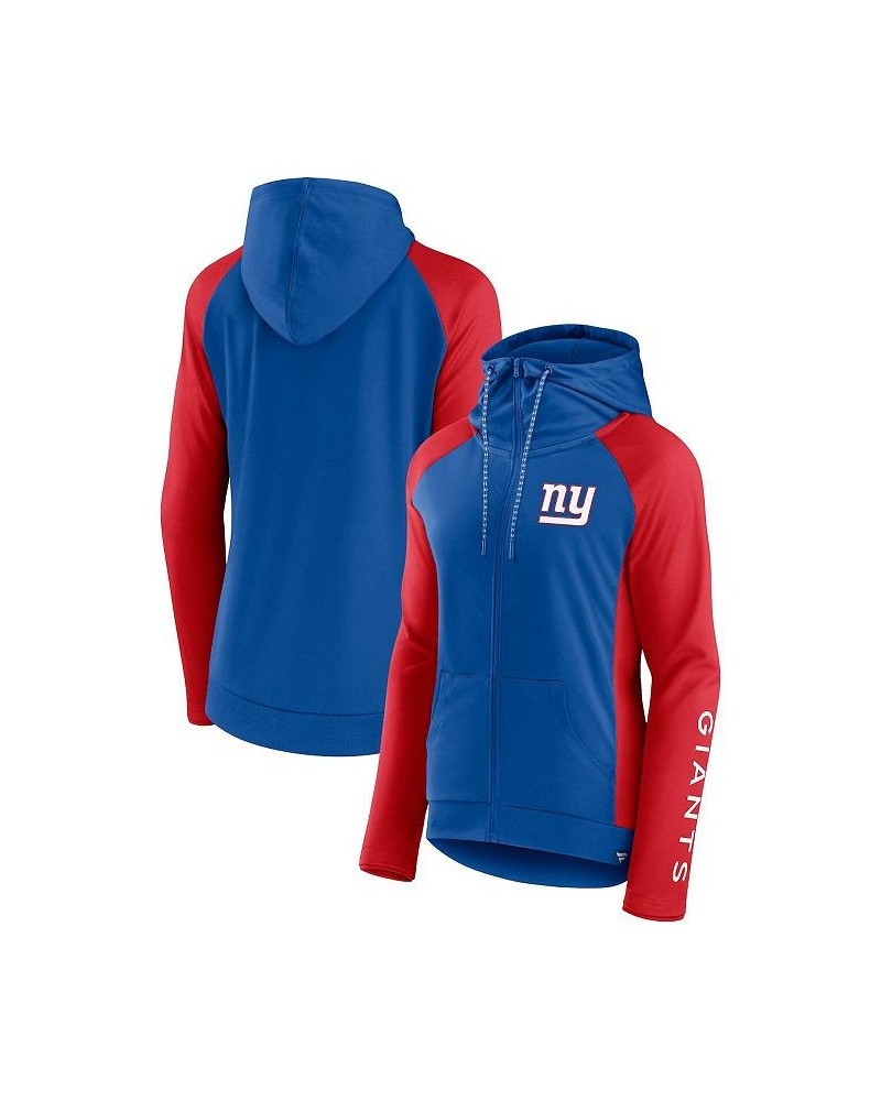 Women's Branded Royal Red New York Giants End Around Raglan Full-Zip Hoodie Blue $30.10 Sweatshirts