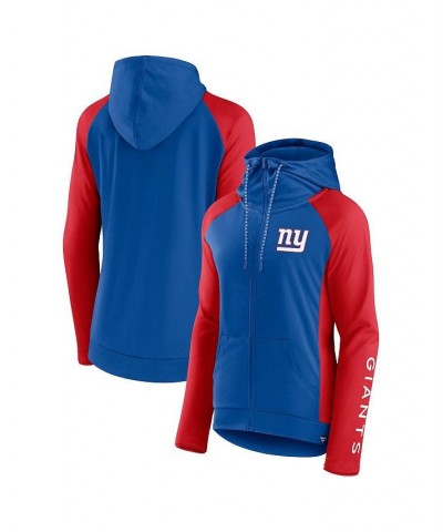 Women's Branded Royal Red New York Giants End Around Raglan Full-Zip Hoodie Blue $30.10 Sweatshirts