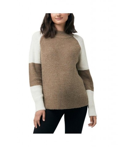 Colour Block Nursing Knit Olive Brown $34.22 Sweaters