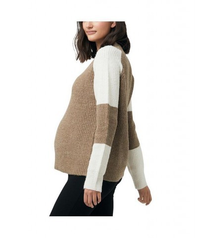 Colour Block Nursing Knit Olive Brown $34.22 Sweaters