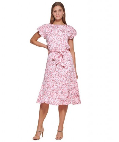 Abstract-Print Belted Midi Dress Punch Multi $61.92 Dresses