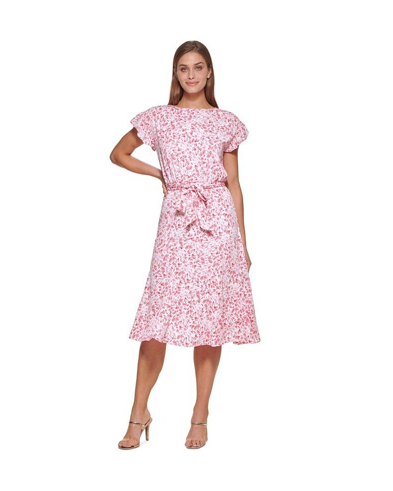 Abstract-Print Belted Midi Dress Punch Multi $61.92 Dresses