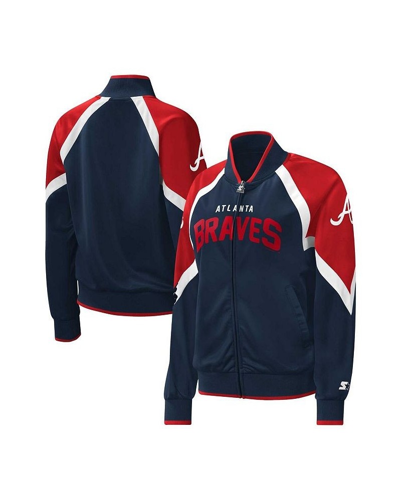 Women's Navy Atlanta Braves Touchdown Raglan Full-Zip Track Jacket Blue $51.00 Jackets