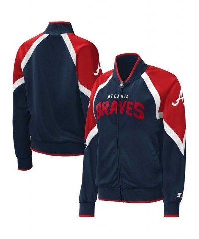 Women's Navy Atlanta Braves Touchdown Raglan Full-Zip Track Jacket Blue $51.00 Jackets