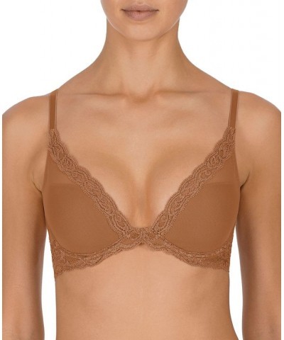 Feathers Contour Plunge Lace-Trim Bra 730023 Bluebell $31.39 Bras