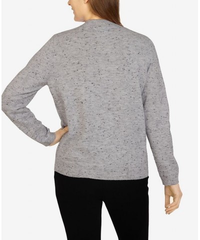 Petite Size Classics Cashmelon Mock Neck Sweater Black, White Metallic $25.89 Sweaters