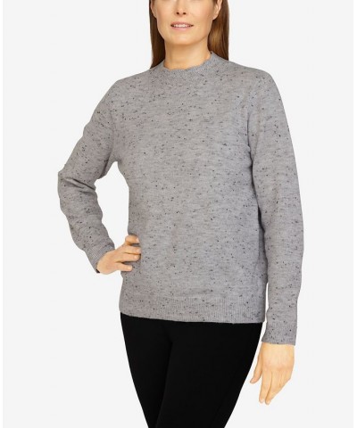 Petite Size Classics Cashmelon Mock Neck Sweater Black, White Metallic $25.89 Sweaters