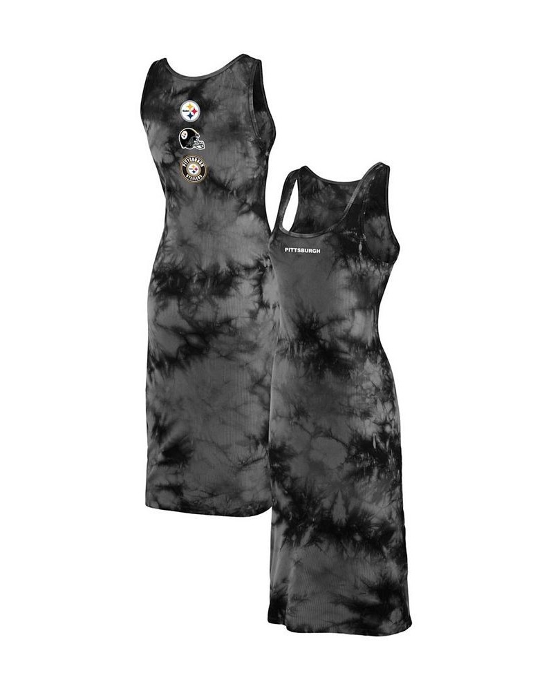 Women's Black Pittsburgh Steelers Tie-Dye Tank Top Dress Black $36.75 Dresses