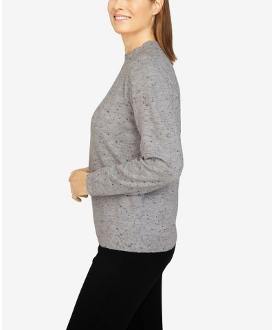 Petite Size Classics Cashmelon Mock Neck Sweater Black, White Metallic $25.89 Sweaters