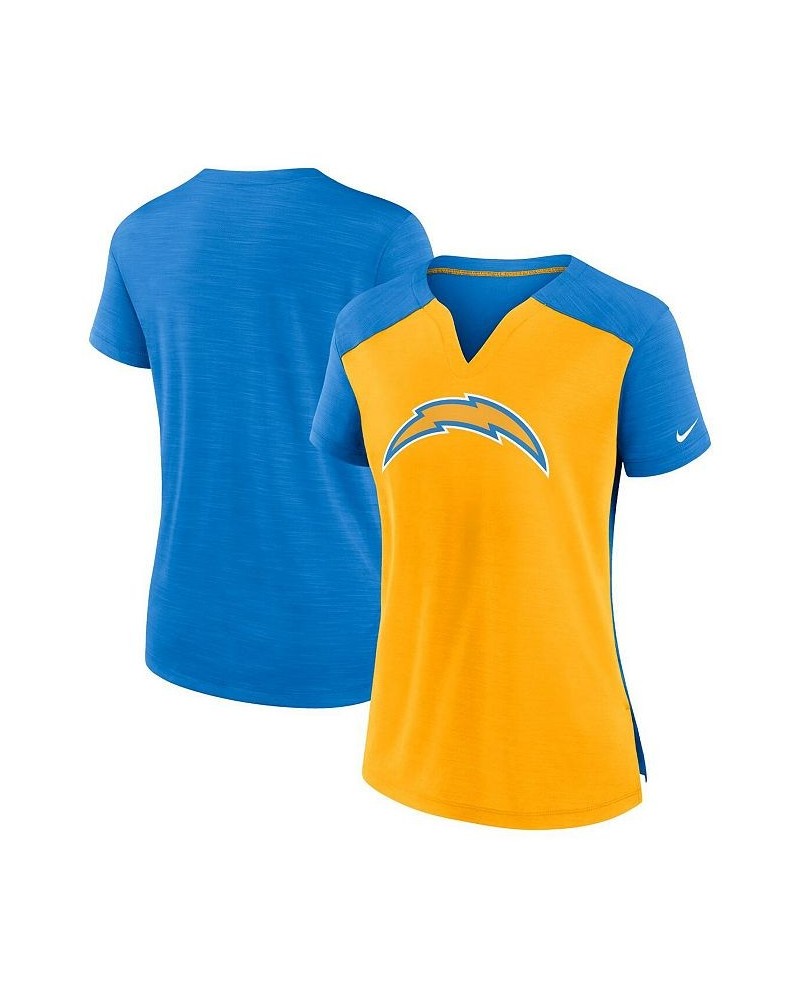 Women's Gold Powder Blue Los Angeles Chargers Impact Exceed Performance Notch Neck T-shirt Gold, Powder Blue $22.94 Tops