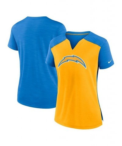 Women's Gold Powder Blue Los Angeles Chargers Impact Exceed Performance Notch Neck T-shirt Gold, Powder Blue $22.94 Tops