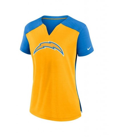 Women's Gold Powder Blue Los Angeles Chargers Impact Exceed Performance Notch Neck T-shirt Gold, Powder Blue $22.94 Tops