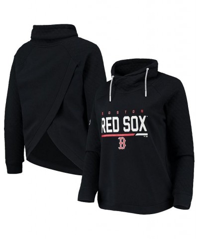 Women's Black Boston Red Sox Vega Funnel Neck Raglan Pullover Sweatshirt Black $36.75 Sweatshirts