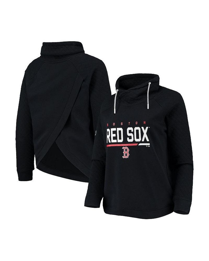 Women's Black Boston Red Sox Vega Funnel Neck Raglan Pullover Sweatshirt Black $36.75 Sweatshirts