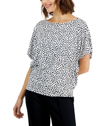 Petite Boatneck Blouson Top Contour Sq Wht $20.16 Tops