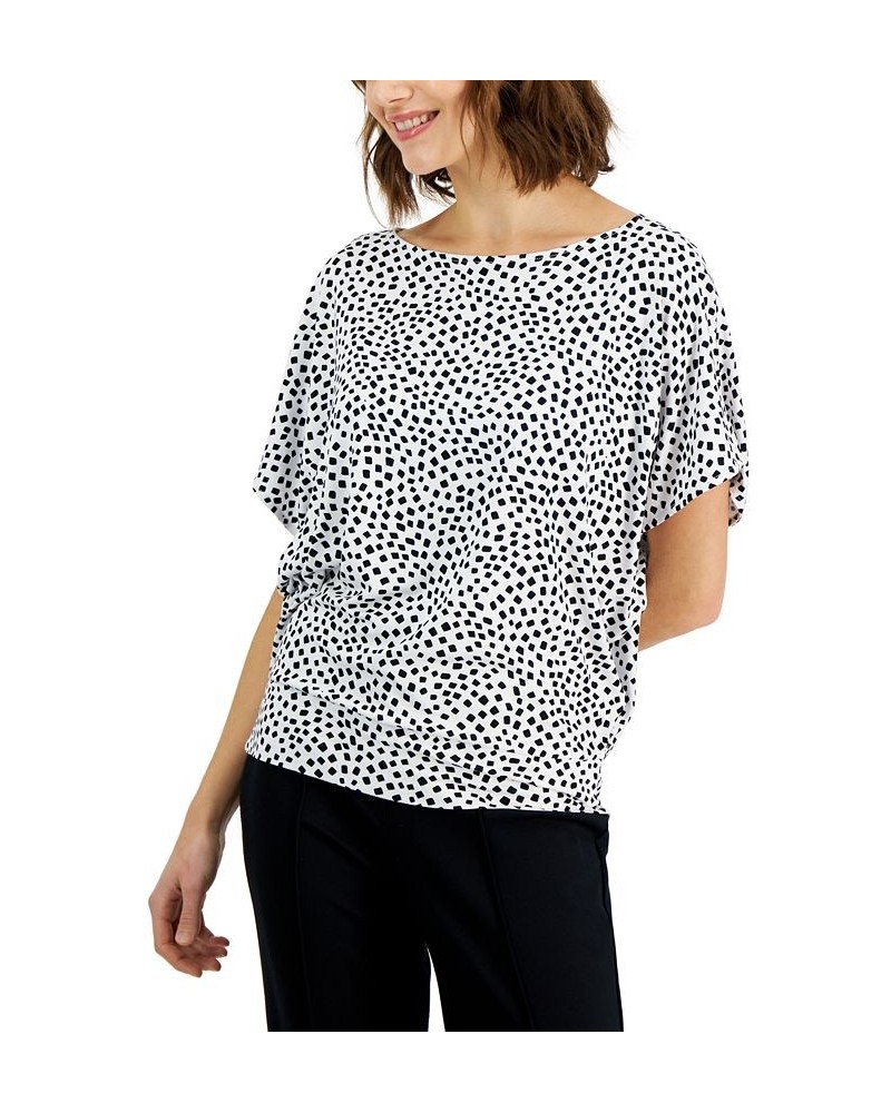 Petite Boatneck Blouson Top Contour Sq Wht $20.16 Tops