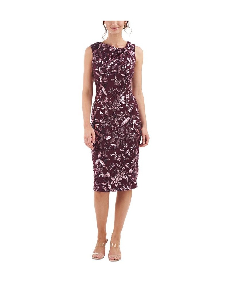 Women's Sequin-Print Sleeveless Sheath Dress Plum Mauve $92.38 Dresses