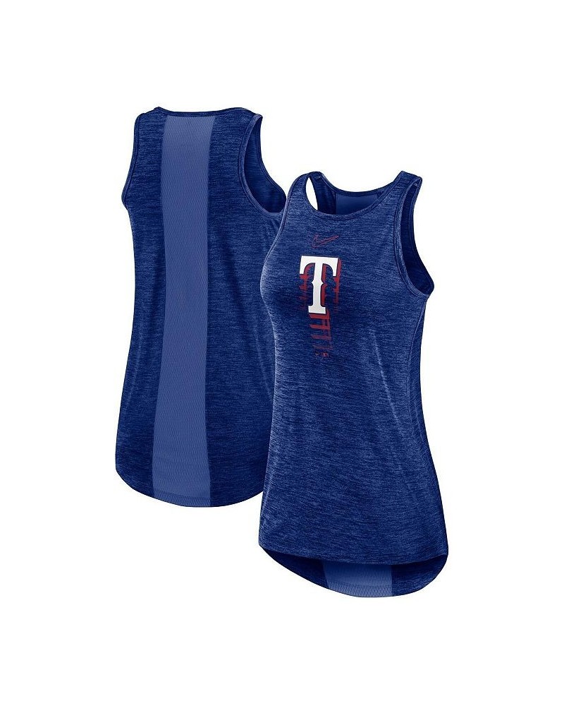 Women's Royal Texas Rangers Logo Fade High Neck Performance Tank Top Royal $26.49 Tops