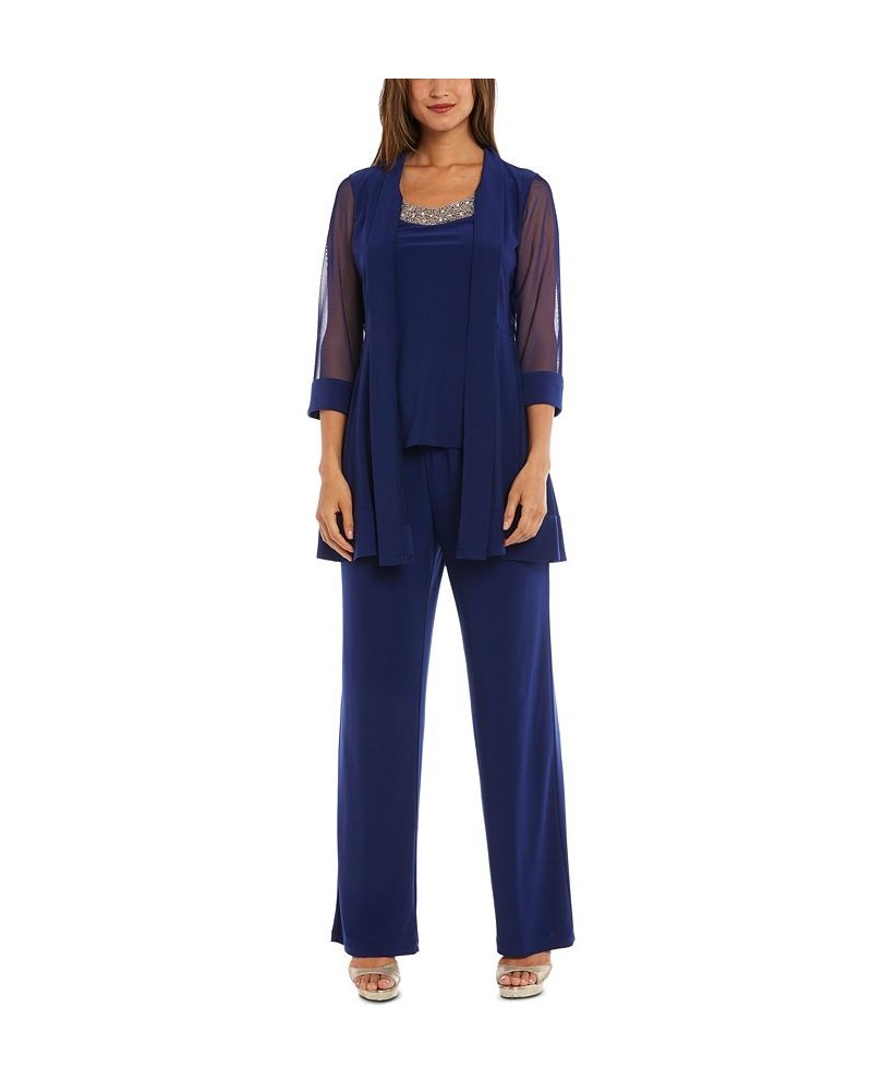 Embellished Layered-Look Pantsuit Blue $64.50 Outfits