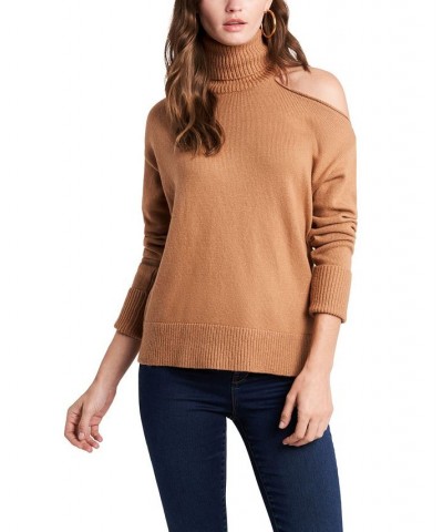 Cold-Shoulder Cuffed Turtleneck Sweater Wild Oak $30.42 Sweaters