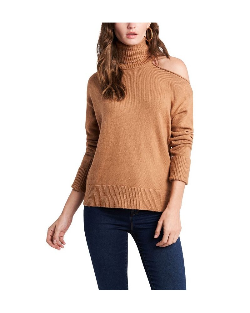 Cold-Shoulder Cuffed Turtleneck Sweater Wild Oak $30.42 Sweaters