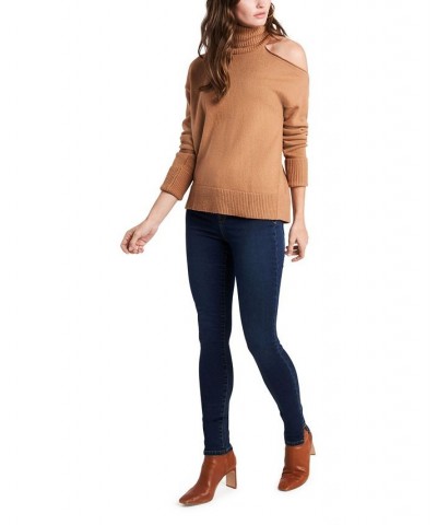 Cold-Shoulder Cuffed Turtleneck Sweater Wild Oak $30.42 Sweaters