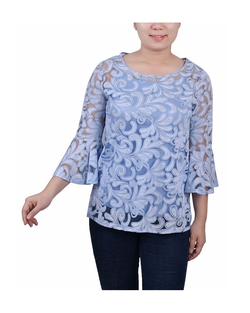 Women's Bell Sleeve Blouse and Solid Camisole Chambray Blue Scrolleaf $19.80 Tops