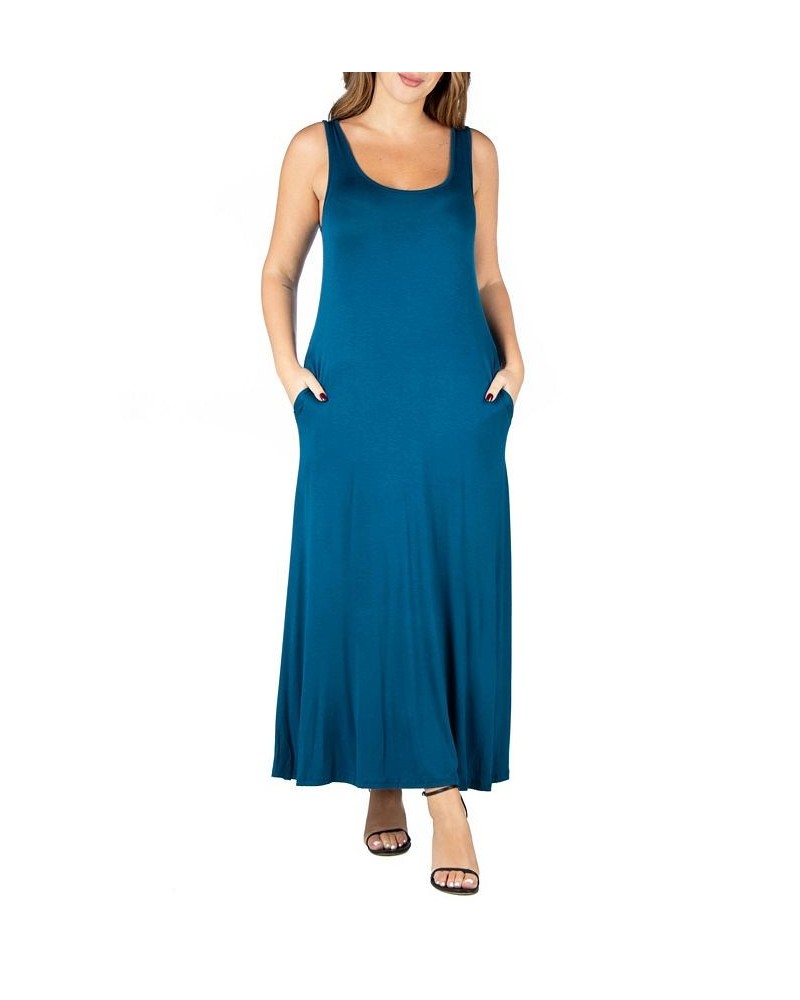 Plus Size Sleeveless Maxi Dress with Pockets Teal $22.29 Dresses