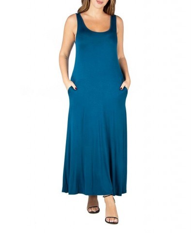 Plus Size Sleeveless Maxi Dress with Pockets Teal $22.29 Dresses